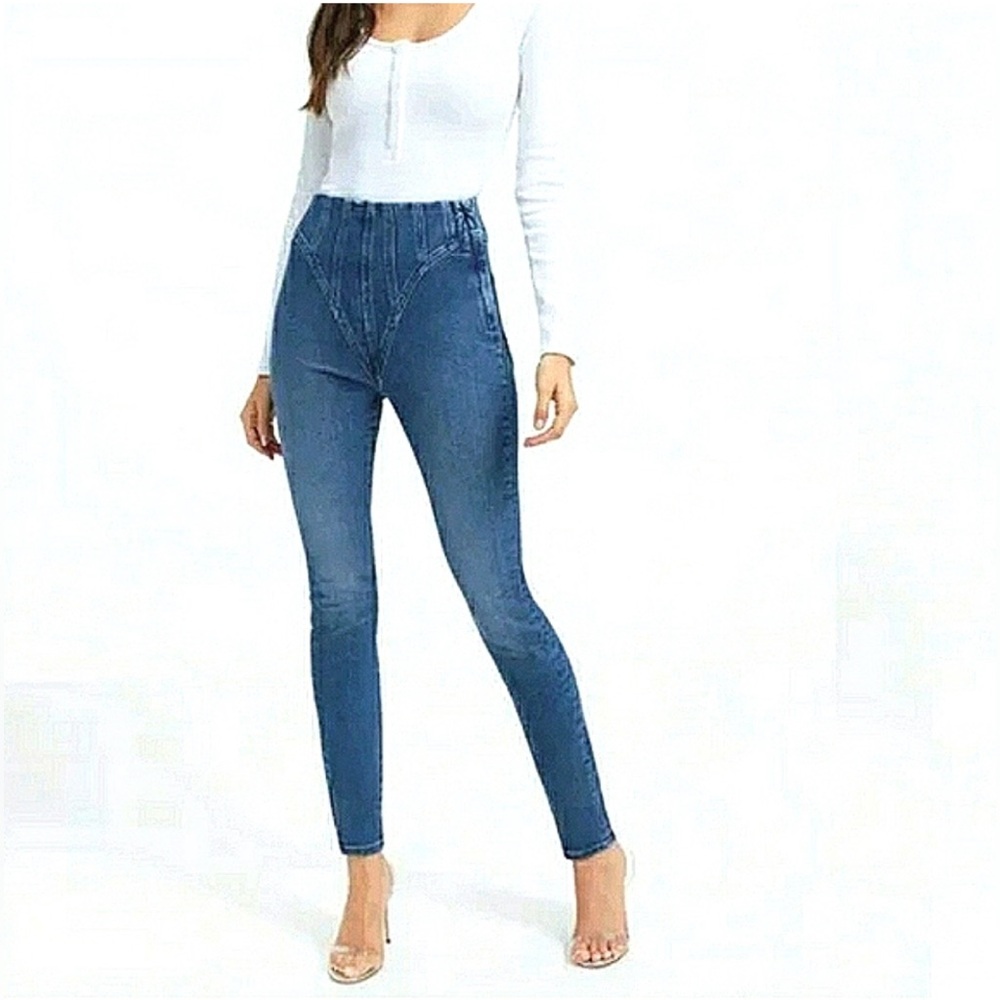 Good American Good Legs,High Rise,Tummy Tech Skinny Blue Jeans Size:15 NWT